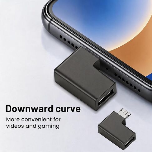 2 Pcs 5V/2A Micro USB to USB-C Adapter 90 Degree Left Micro USB Male to Type-C Female Plug Data Charging Converter for Mobile Phones,Small Fans,Small Desk Lamps,MP3,MP4 etc (Right Bend) in Kuwait