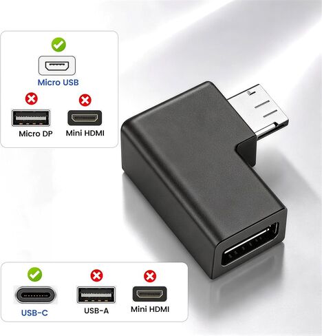 2 Pcs 5V/2A Micro USB to USB-C Adapter 90 Degree Left Micro USB Male to Type-C Female Plug Data Charging Converter for Mobile Phones,Small Fans,Small Desk Lamps,MP3,MP4 etc (Right Bend) in Kuwait