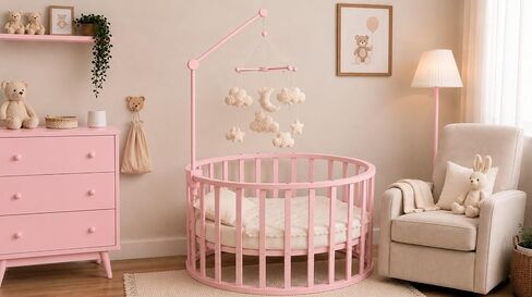 MOOGCO Crib Mobile Arm, 33.5 Inch Extra Long Wooden Baby Mobile Holder for Crib, Dresser and Shelf, Wooden Clamp, No Metal Touches Your Furniture, Nursery Mobile Hanger, Handmade, Walnut in Kuwait