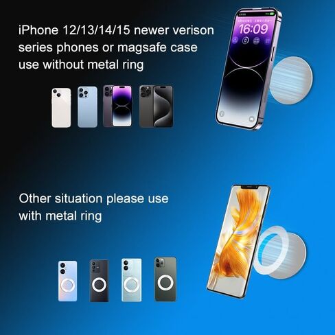 Magnetic Wall Mount Phone Holder, Compatible with MagSafe for iPhone 17/16/15/14/13/12, with Metal Ring for All Smartphones-Adhesive Wall Phone Holder for Bathroom Kitchen Bedroom, Strong Hold, 2 Pack in Kuwait