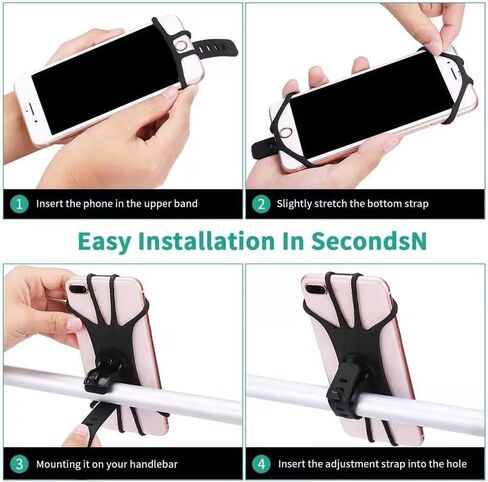 Bicycle Phone Mount for 4-7 Inch Phones – 360° Rotatable Shockproof Anti-Slip Grip, Durable Black GPS Holder for Road & Mountain Bikes – Hands-Free Navigation Cycling Accessory with Clamping Mechanism in Kuwait