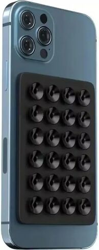 Multifunctional Suction Cup Wall Stand, Double Sided 24 Dots Anti-Slip Silicone Suction Phone Holder Mat, Square Single-Sided Case Mount Back Sticker (Black) in Kuwait