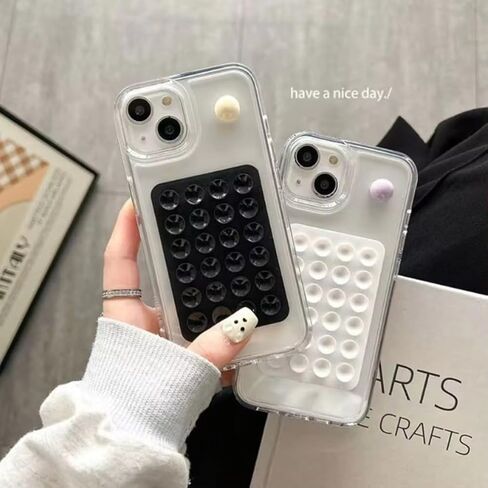 Multifunctional Suction Cup Wall Stand, Double Sided 24 Dots Anti-Slip Silicone Suction Phone Holder Mat, Square Single-Sided Case Mount Back Sticker (Black) in Kuwait