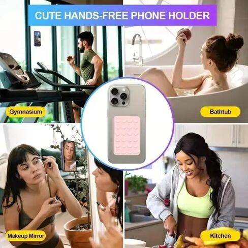 Multifunctional Suction Cup Wall Stand, Double Sided 24 Dots Anti-Slip Silicone Suction Phone Holder Mat, Square Single-Sided Case Mount Back Sticker (Black) in Kuwait