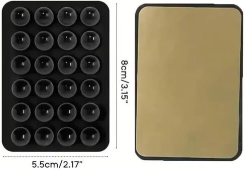 Multifunctional Suction Cup Wall Stand, Double Sided 24 Dots Anti-Slip Silicone Suction Phone Holder Mat, Square Single-Sided Case Mount Back Sticker (Black) in Kuwait