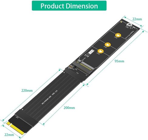 Sintech M.2 NVME Extender,NGFF M-Key PCIe 3.0/4.0 SSD Extention Card with High Speed Soft-PCB Cable 20CMS in Saudi Arabia