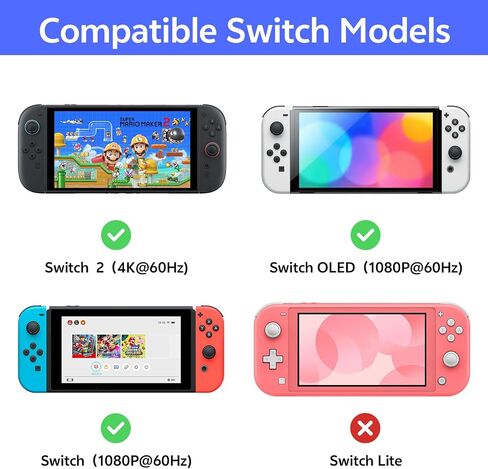 4K@60Hz Switch 2 Portable HDMI Dock Cable 6.6FT With PD 100W Charging in Kuwait
