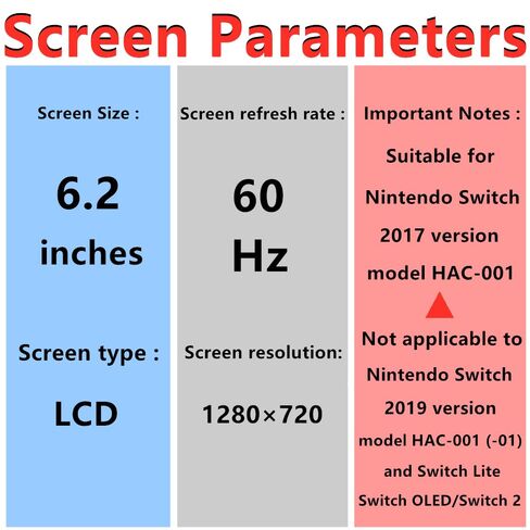 6.2" For Nintendo Switch Screen Replacement Switch HAC-001 2017 Display Assembly with Repair Tools(Only LCD Screen, Not OLED/Lite/HAC-001(-01)) in Saudi Arabia
