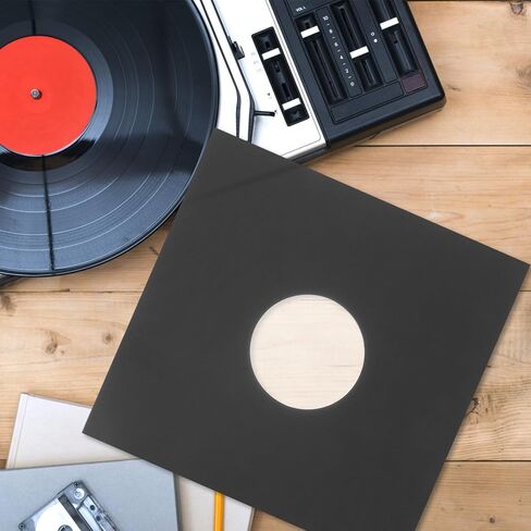 Healeved 10pcs Vinyl Record Protective Sleeve Black Po Material Inner Cover Anti-Static Vinyl Album Sleeve Keeps Records Clean Prevents Data Damage Storage in Kuwait