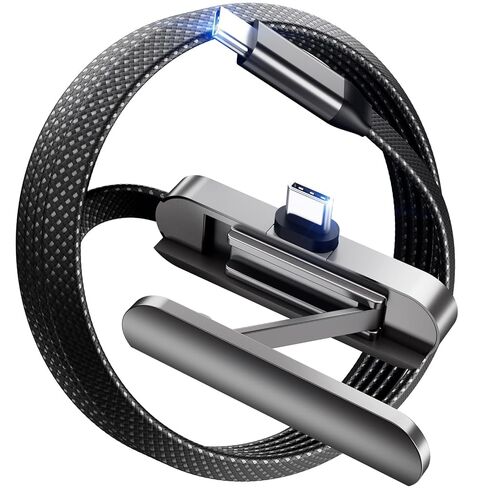 DbillionDa USB C to USB C Cable, Foldable Phone Stand, 90 Degree, 60W, 6FT in Saudi Arabia
