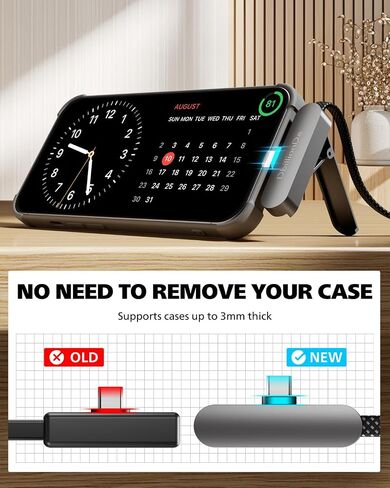 DbillionDa USB C to USB C Cable, Foldable Phone Stand, 90 Degree, 60W, 6FT in Saudi Arabia