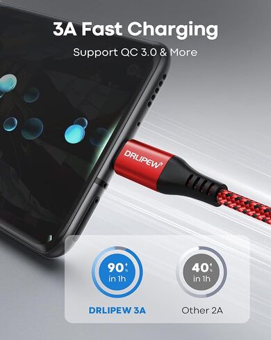 USB to USB C Cable 10ft 3Pack, USB Type C Cable 10 ft Braided Fast Charging in Saudi Arabia
