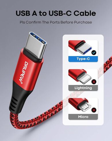 USB to USB C Cable 10ft 3Pack, USB Type C Cable 10 ft Braided Fast Charging in Saudi Arabia