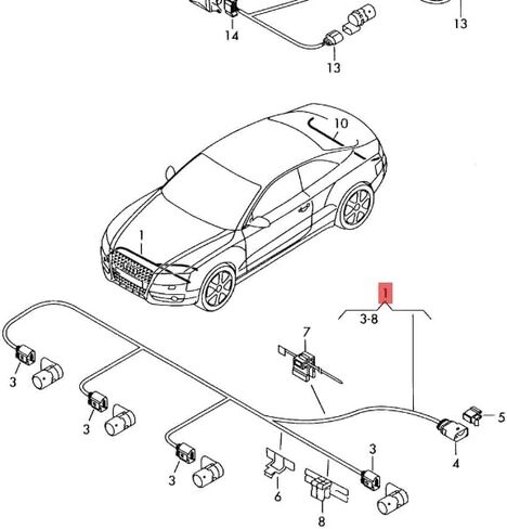 8R0971095 for Imported Audi Q5, Audi Q5 Front Bumper Parking Sensor Wiring Harness 8R0 971 095 in Kuwait