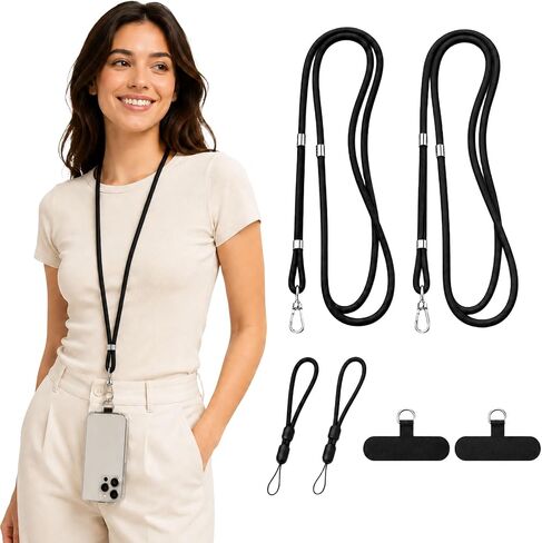 Rosmas Adjustable Crossbody Cell Phone Neck Strap with 2 Wrist Straps and 2 Tether Tabs for Smartphones in Kuwait