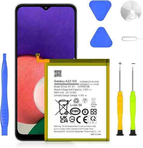 5800mAh Galaxy A22 5G SM-A226B Battery Compatible with Samsung Galaxy A22 5G SM-A226B, SM-A226B/DS, SM-A226B/DSN, SM-A226BR with Back Cover Adhesive Repair Tool Kit in Kuwait