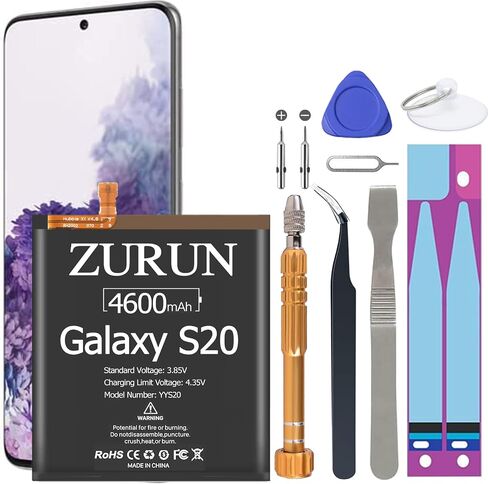 Galaxy S20 Battery ZURUN 4600mAh Li-Polymer Battery EB-BG980ABY Replacement for Samsung Galaxy S20 SM-G980 SM-G980F with Screwdriver Tool Kit in Kuwait