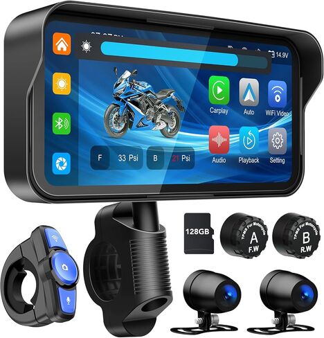 LBW 6.25" Carplay Screen for Motorcycle (Includes128G SD) Dual 2K Dash Cam in Saudi Arabia