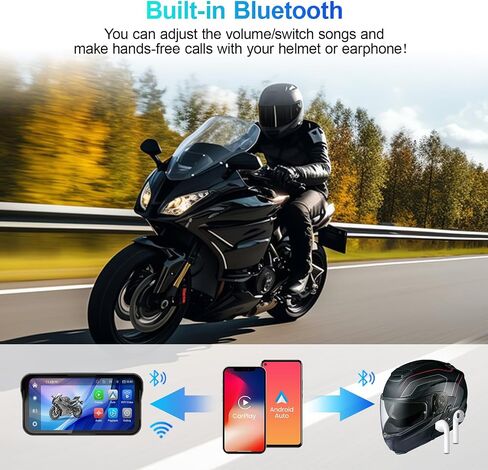 LBW 6.25" Carplay Screen for Motorcycle (Includes128G SD) Dual 2K Dash Cam in Saudi Arabia