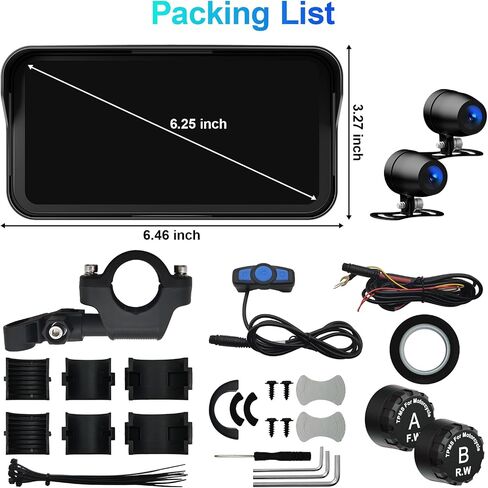 LBW 6.25" Carplay Screen for Motorcycle (Includes128G SD) Dual 2K Dash Cam in Saudi Arabia