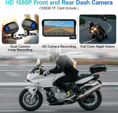 LBW 6.25" Carplay Screen for Motorcycle (Includes128G SD) Dual 2K Dash Cam in Saudi Arabia