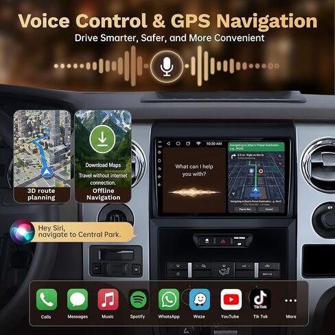 Upgrade Car Radio for Ford F150 2009-2014: 9" 1280 * 800 HD Touchscreen Stereo with Wireless Carplay Android Auto 5G WiFi GPS Bluetooth FM DSP SWC 1080P Backup Camera in Kuwait