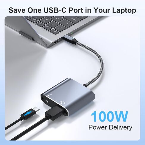 USB C to HDMI 2-in-1 Adapter, Thunderbolt 3 to HDMI Adapter, USB C Hub with PD Charging, Durable Design for MacBook, iPad, iPhone, High-Speed Data Transfer & Power Delivery (Grey) in Saudi Arabia