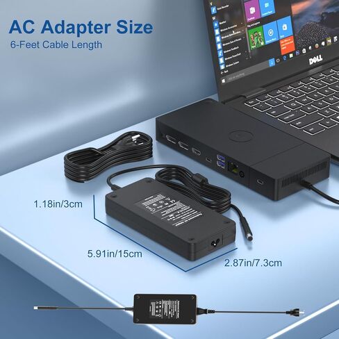 180W Adapter Charger Compatible with Dell Dock D6000 Docking Station in Kuwait