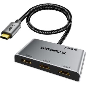 USB C to 3 × HDMI Adapter |4K60Hz HDMI Splitter Extended Display 1 in 3 Out MST Hub with 100W PD for Multiple Monitors Converter Compatible with Laptop,PC,USB-C Graphics Card in Saudi Arabia