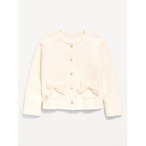 Old Navy Cozy Ribbed Bow-Pocket Cardigan Sweater for Toddler Girls - Creme De La Creme in Kuwait