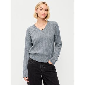 Old Navy SoSoft Ribbed V-Neck Sweater - Heather Gray in Kuwait