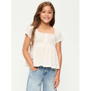Old Navy Short-Sleeve Henley Top for Girls - Sea Salt in Kuwait