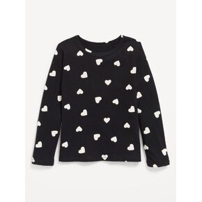Old Navy Printed Softest Long-Sleeve T-Shirt for Girls - White Hearts in Kuwait