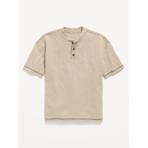 Old Navy Oversized Short-Sleeve Henley T-Shirt for Boys - Wish Bone in Kuwait
