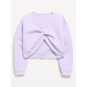 Old Navy Bounce Fleece Twist-Front Sweatshirt for Girls - Dusky Lavender in Kuwait