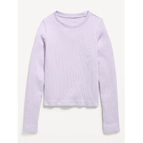 Old Navy Fitted Long-Sleeve Seamless Ribbed Performance Top for Girls - Dusky Lavender in Kuwait