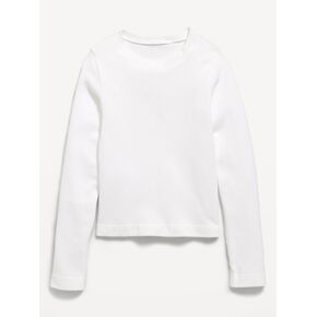 Old Navy Fitted Long-Sleeve Seamless Ribbed Performance Top for Girls - White Lilies in Kuwait
