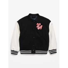 Old Navy Letterman Bomber Jacket for Girls - Black Jack in Saudi Arabia