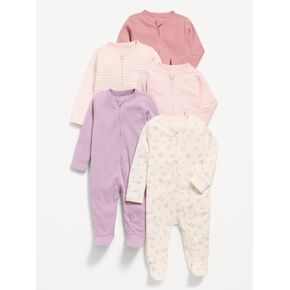 Old Navy 2-Way-Zip Sleep & Play Footed One-Piece 5-Pack for Baby - Pink Multi in Saudi Arabia