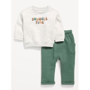 Old Navy Long-Sleeve Sweatshirt and Sweatpants Set for Baby - Forest Shade in Kuwait