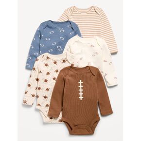 Old Navy Long-Sleeve Bodysuit 5-Pack for Baby - Football in Kuwait