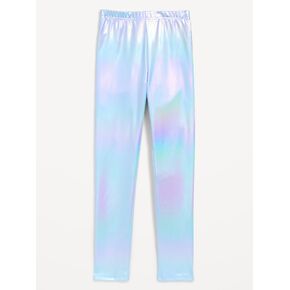 Old Navy Shiny Foil Print Leggings for Girls - Iridescent in Kuwait