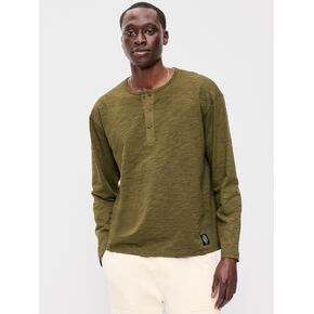 Old Navy Long-Sleeve Slub-Knit Henley T-Shirt - Jurassic Green in Kuwait