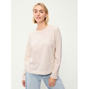 Old Navy Vintage Long-Sleeve Crew-Neck T-Shirt - Oatmeal Heather in Kuwait