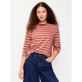 Old Navy Vintage Long-Sleeve Crew-Neck T-Shirt - Burgundy Stripe in Kuwait
