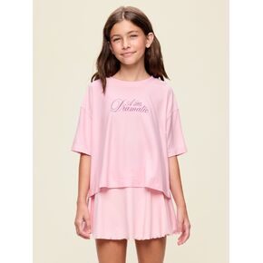 Old Navy CloudMotion Short-Sleeve Boxy T-Shirt for Girls - Pink Sky in Kuwait