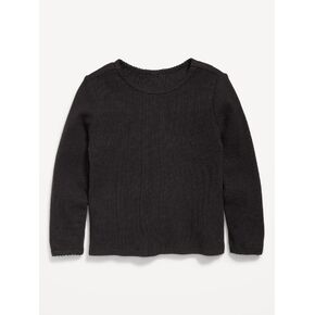 Old Navy Long-Sleeve Waffle Knit T-Shirt for Toddler Girls - Black Jack in Kuwait