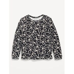 Old Navy Long-Sleeve Waffle Knit T-Shirt for Toddler Girls - Black Bow in Kuwait