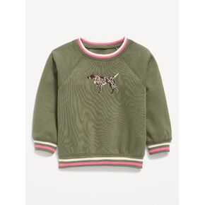 Old Navy Long-Sleeve Graphic Sweatshirt for Toddler Girls - Olive Through This in Kuwait