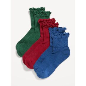 Old Navy Ruffled Crew Sock 3-Pack for Women - Solid Performance in Kuwait